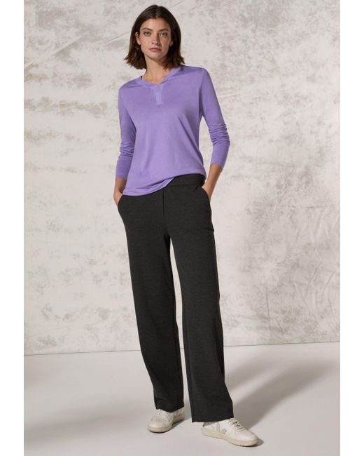 Cecil Purple Langarmshirt im angenehmen Materialmix