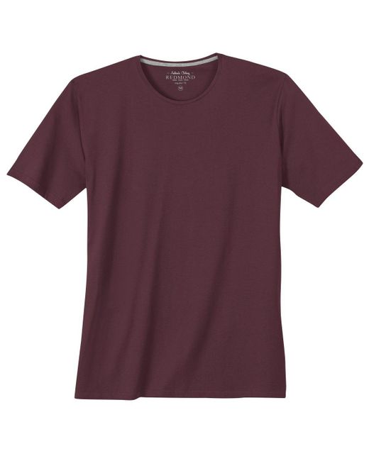 Redmond Rundhalsshirt Übergrößen Rundhals Basic T-Shirt pflaume in Purple für Herren