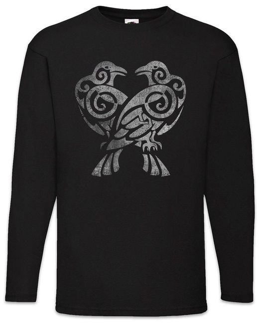 Urban Backwoods Langarmshirt Hugin And Munin IV Langarm T-Shirt Runen Runes Raben Walhalla Odin in Black für Herren