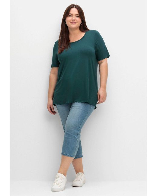 Sheego Green T-Shirt Große Größen in A-Linie, mit Cut-out im Nacken