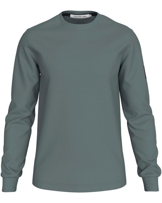 Calvin Klein Langarmshirt BADGE WAFFLE LS TEE mit Logopatch in Gray für Herren