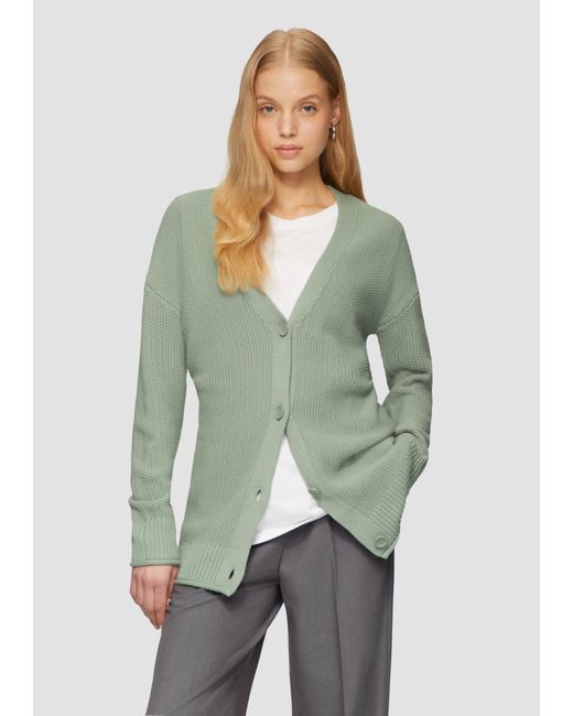 QS Green Funktionsjacke Lange Strickjacke mit Strukturmuster