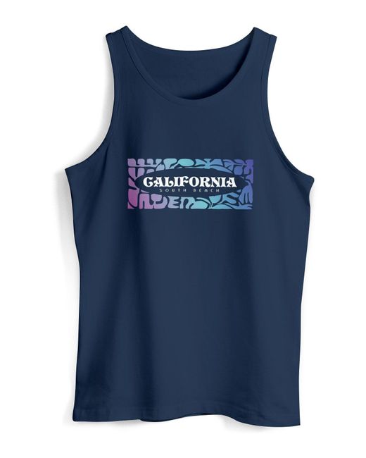 Neverless Tanktop Tank-Top California Brustprint Schrift Aufdruck Sommer mit Print in Blue für Herren