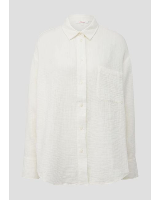S.oliver White Langarmbluse Bluse in Oversize-Look
