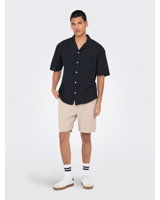 Only & Sons Kurzarmhemd ONSCAIDEN LIFE RELAX SS RESORT 1PKT SHIR in Black für Herren