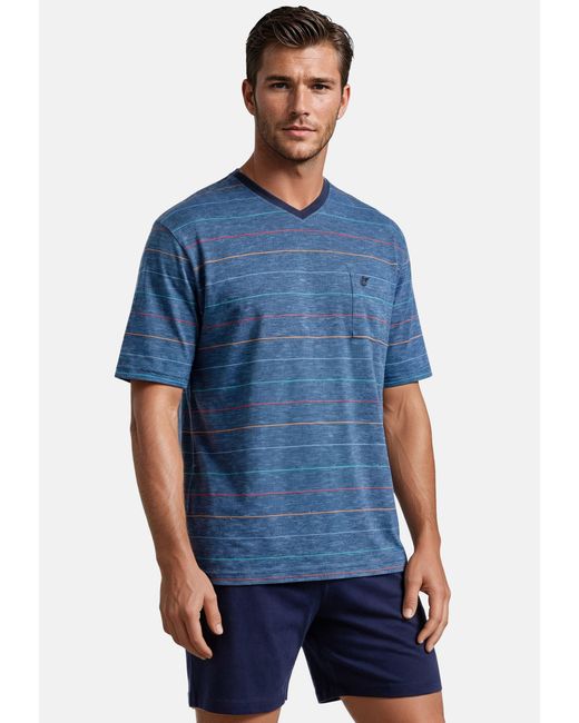 Hajo Pyjama Premium Cotton (Set, 2 tlg) Schlafanzug in Blue für Herren