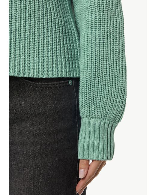 comma casual identity Green Langarmshirt Verkürzter Strickpullover im Relaxed Fit