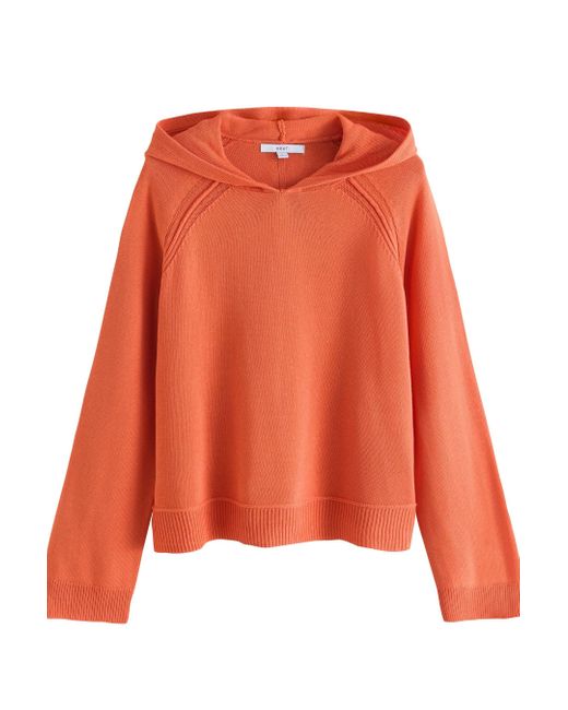 Next Orange Strickpullover Leichtes Relaxed Fit Hoodie aus Strick mit Print (1-tlg)