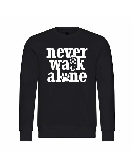 deinshirt Rundhalspullover Pullover Never walk alone Mit Print Motiv, Grafik in Black für Herren
