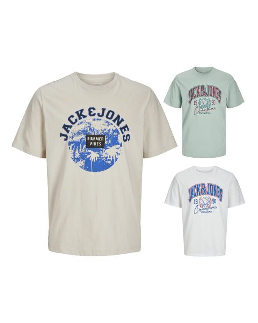 Jack & Jones & - T-Shirt JorPalms Regular-Fit Basic in Gray für Herren