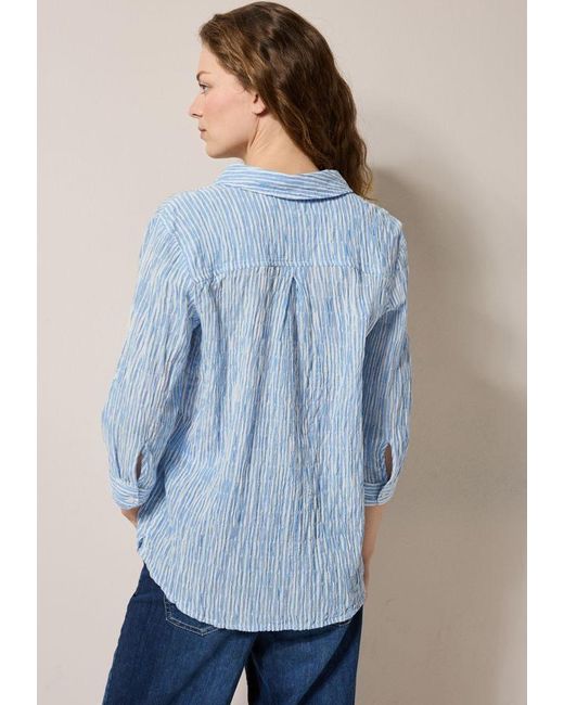 Cecil Blue Modische luftige Seersucker Hemdbluse