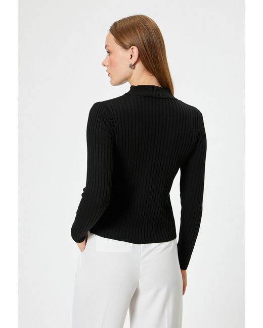 Koton Black Stehkragenpullover Standkragen Regular