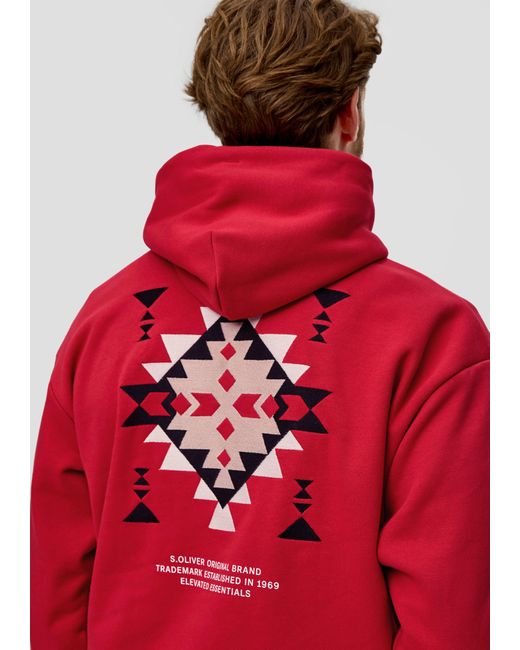 S.oliver Sweatshirt Kapuzensweater mit Stickerei, Label-Patch in Red für Herren