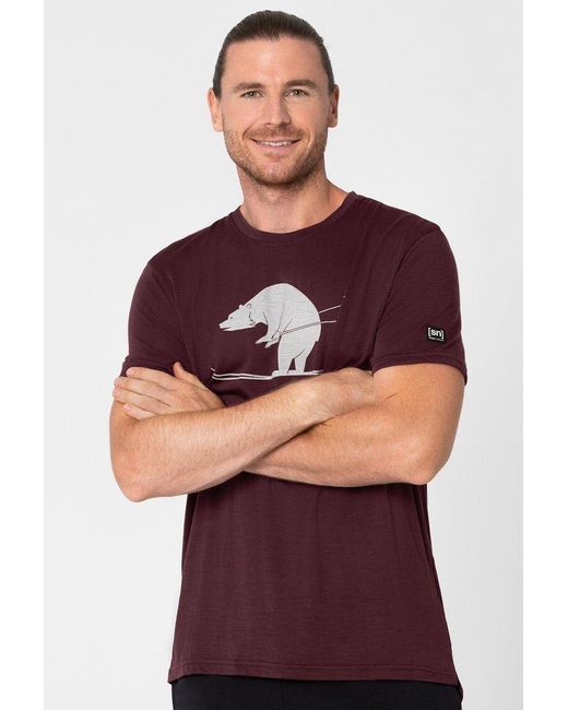 Super.natural Print-Shirt Merino T-Shirt M SKIING BEAR TEE geruchshemmender  Merino-Materialmix in Rot für Herren | Lyst DE
