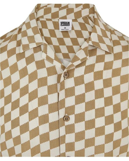 Urban Classics Langarmhemd Viscose AOP Resort Shirt in Natural für Herren