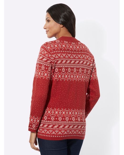 Sieh an! Red Strickjacke Jacquardstrickjacke