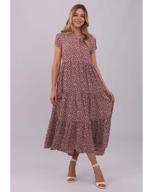 YC Fashion & Style Brown Sommerkleid Sommerliches Viskosekleid mit floralem Muster Alloverdruck
