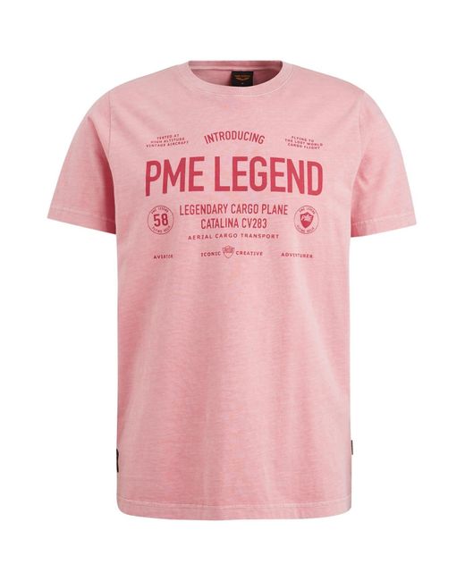 PME LEGEND T-Shirt Short sleeve r-neck single jersey in Pink für Herren