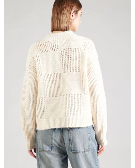 Vero Moda White Strickpullover (1-tlg) Lochmuster