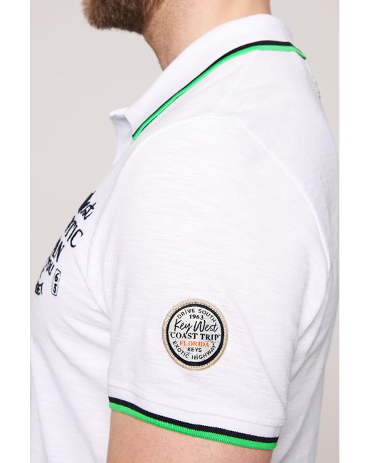 Camp David Poloshirt mit stylischem Seitenschlitz in White für Herren