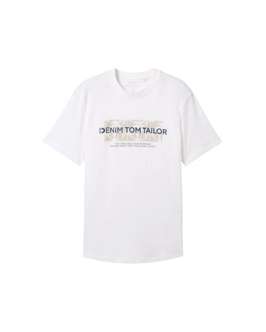 Tom Tailor Rounded hem t-shirt in White für Herren