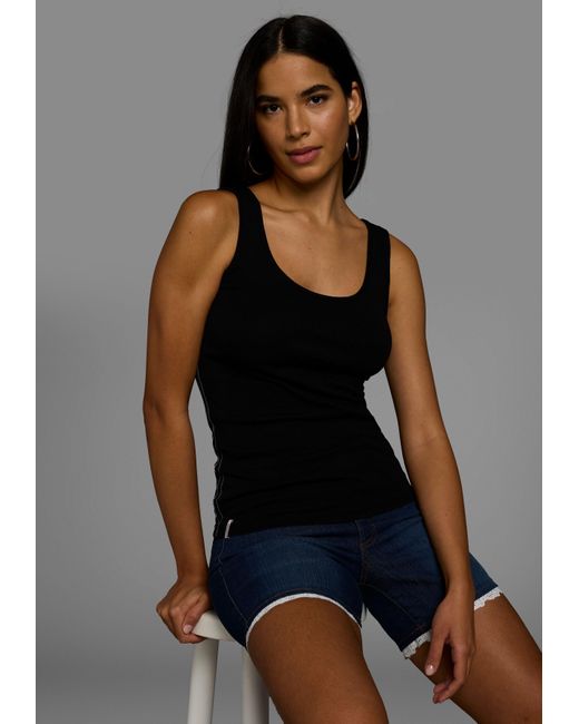 Kangaroos Black Tanktop (Packung, 2-tlg., 2er-Pack) mit Frontdruck, 1x unifarben