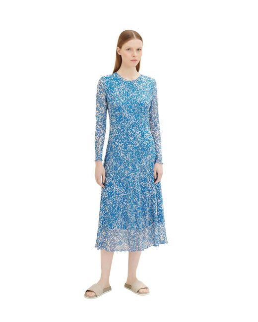 Tom Tailor Denim Sommerkleid PRINTED MESH aus Polyester in Blau | Lyst DE