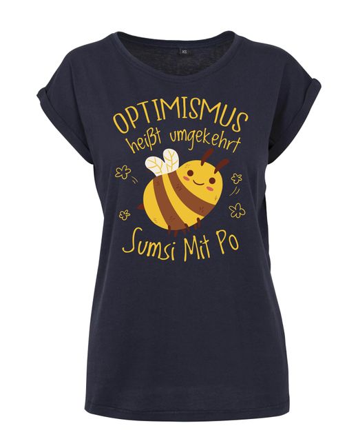Youth Designz Blue Print- "Optimismus Sumsi Po" T-Shirt Statement Geschenk Motiv mit lustigem Aufdruck für Frauen