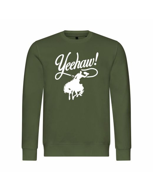 deinshirt Rundhalspullover Pullover Yeehaw Mit Print Motiv, Grafik in Green für Herren