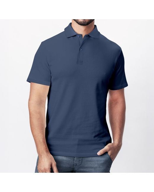 Neverless Poloshirt Polo-Shirt Basicshirt Polokragen und Knopfleiste Baumwolle mit Print in Blue für Herren