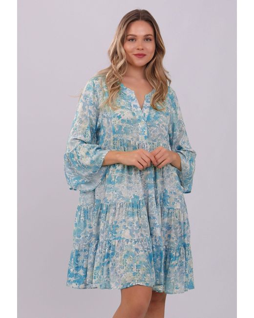 YC Fashion & Style Blue Tunika mit floralem Print und lockerer Passform aus weich fließender Viskose