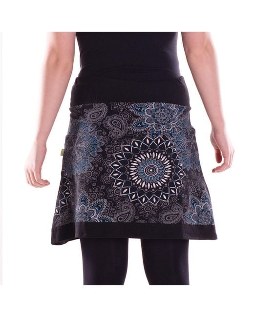 Vishes Black Minirock Mini-Rock Baumwolle Blumen-Muster elastischer Bund
