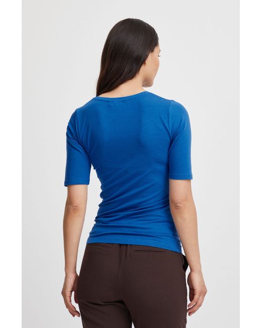 B.Young Blue T-Shirt Slim Fit Ellenbogen-Länge Rundhalsausschnitt 7530 in Blau-2