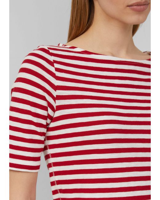 S.oliver Red Kurzarmshirt Gestreiftes T-Shirt im Slim Fit mit Flammgarnstruktur