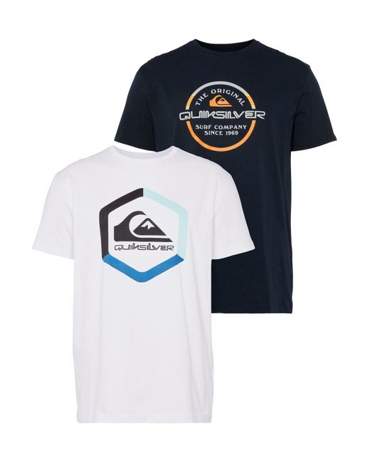 Quiksilver T-Shirt Doppelpack mit Logodruck (Packung, 2-tlg., 2er-Pack) in Blue für Herren