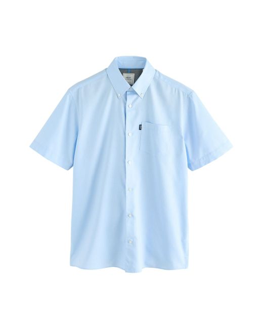 Next Kurzarmhemd Bügelleichtes Button-down-Oxfordhemd, Kurzarm (1-tlg) in Blue für Herren
