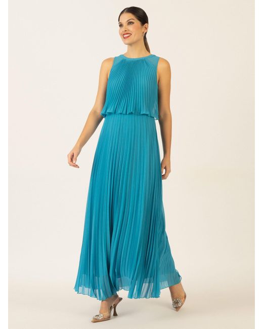 Apart Blue Abendkleid mit lose fallendem Sonnenplissee Part bis zur Taille