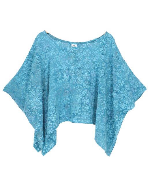 Guru-Shop Blue Longbluse Weites Boho plus size Blusentop mit.. alternative Bekleidung