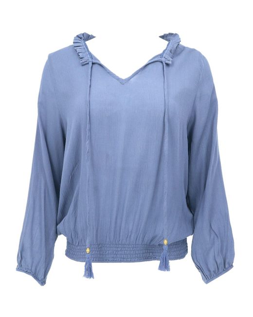 Guru-Shop Blue Longbluse Schlupfpbluse Boho chic, luftige Langarmbluse -.. alternative Bekleidung