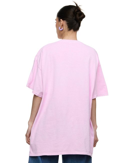 Worldclassca Pink Oversized T-Shirt lang Oberteil PRINT - OUT OF OFFICE - SLOW LIVING BY THE SUN