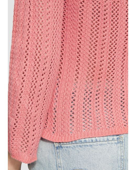 QS Pink Strickpullover Pullover in Häkeloptik