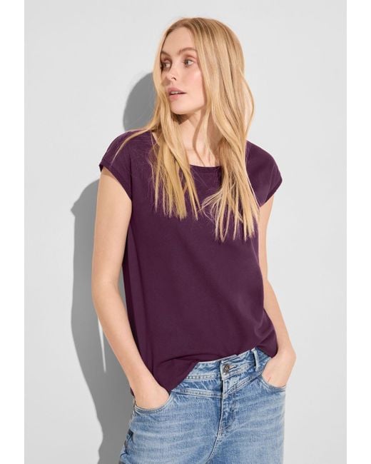 Street One Purple T-Shirt mit Rundhalsausschnitt