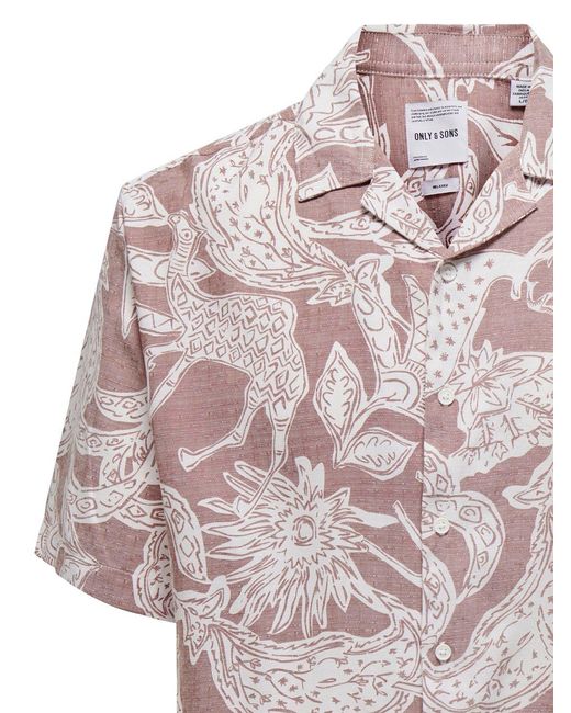 Only & Sons Kurzarmhemd Sommer Hemd mit Resort-Kragen 7559 in Terracotta in Pink für Herren