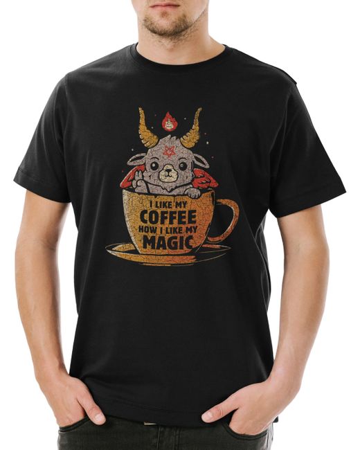 Urban Backwoods Print- Magic Coffee T-Shirt Fun Geek Nerd Science Scientist Kaffee in Black für Herren