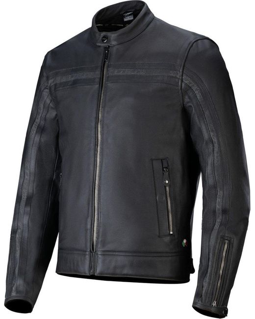 Alpinestars Motorradjacke Dyno Motorrad Lederjacke herausnehmbares Innenfutter in Gray für Herren