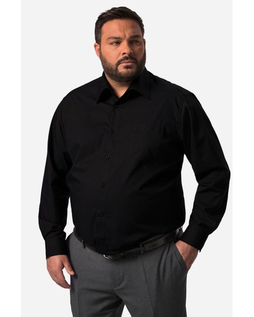 Men Plus Plus Men+ Businesshemd Langarm Easy Care Vario-Kragen in Black für Herren