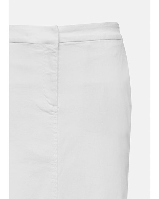 Comma, White Maxirock Elastischer Midirock aus Denim mit Frontschlitz