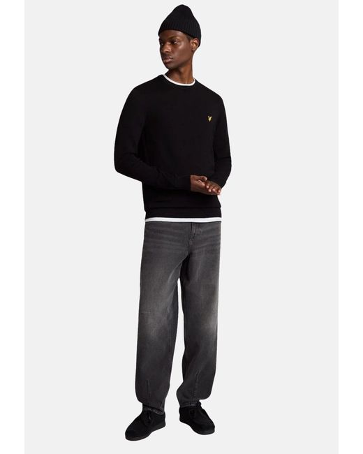 Lyle & Scott Pullover Strickpullover R-Neck (1-tlg) in Black für Herren
