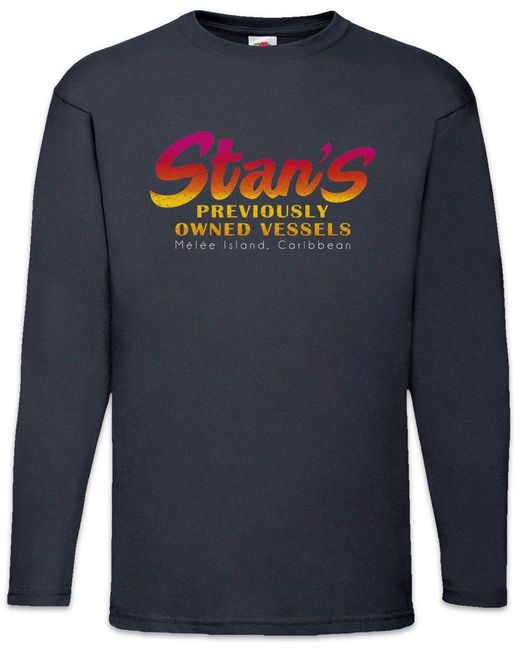 Urban Backwoods Langarmshirt Stan's Langarm T-Shirt The Game Secret Carribean Of Monkey Nerd Island in Blue für Herren