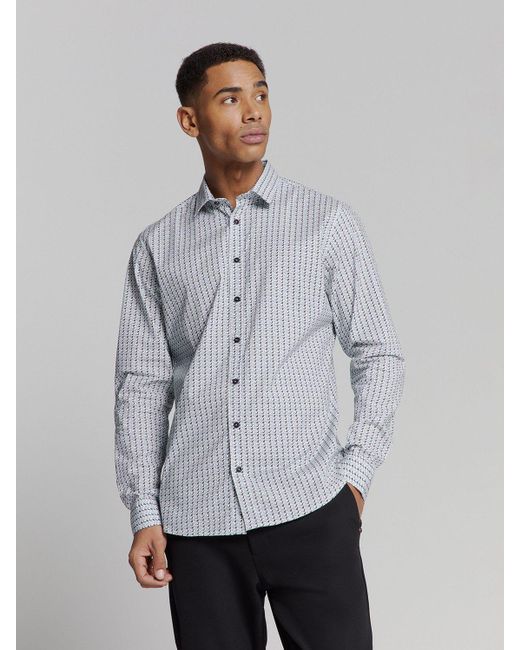 No Excess Langarmhemd Bedrucktes hemd in Gray für Herren